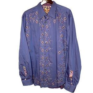 Robert Graham Purple Blue Two Tone Dress Shirt